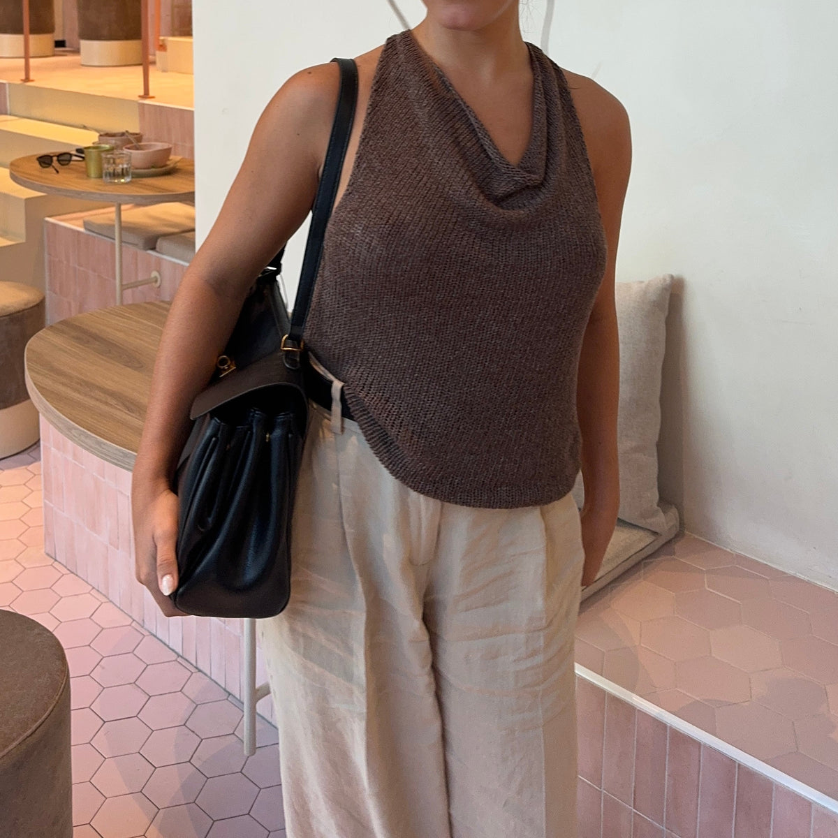 Ciara | Bolso Vintage de Cuero Vegano Negro Mujer
