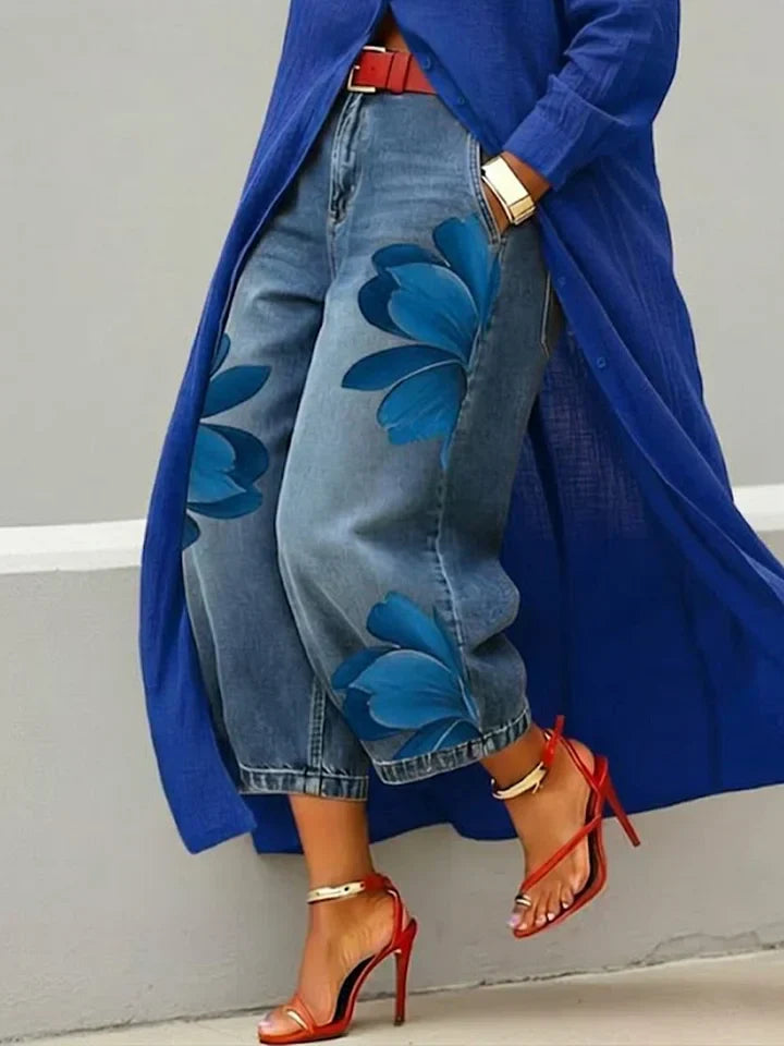 Dalia | Conjunto Camisa Larga y Vaqueros Estampados Mujer