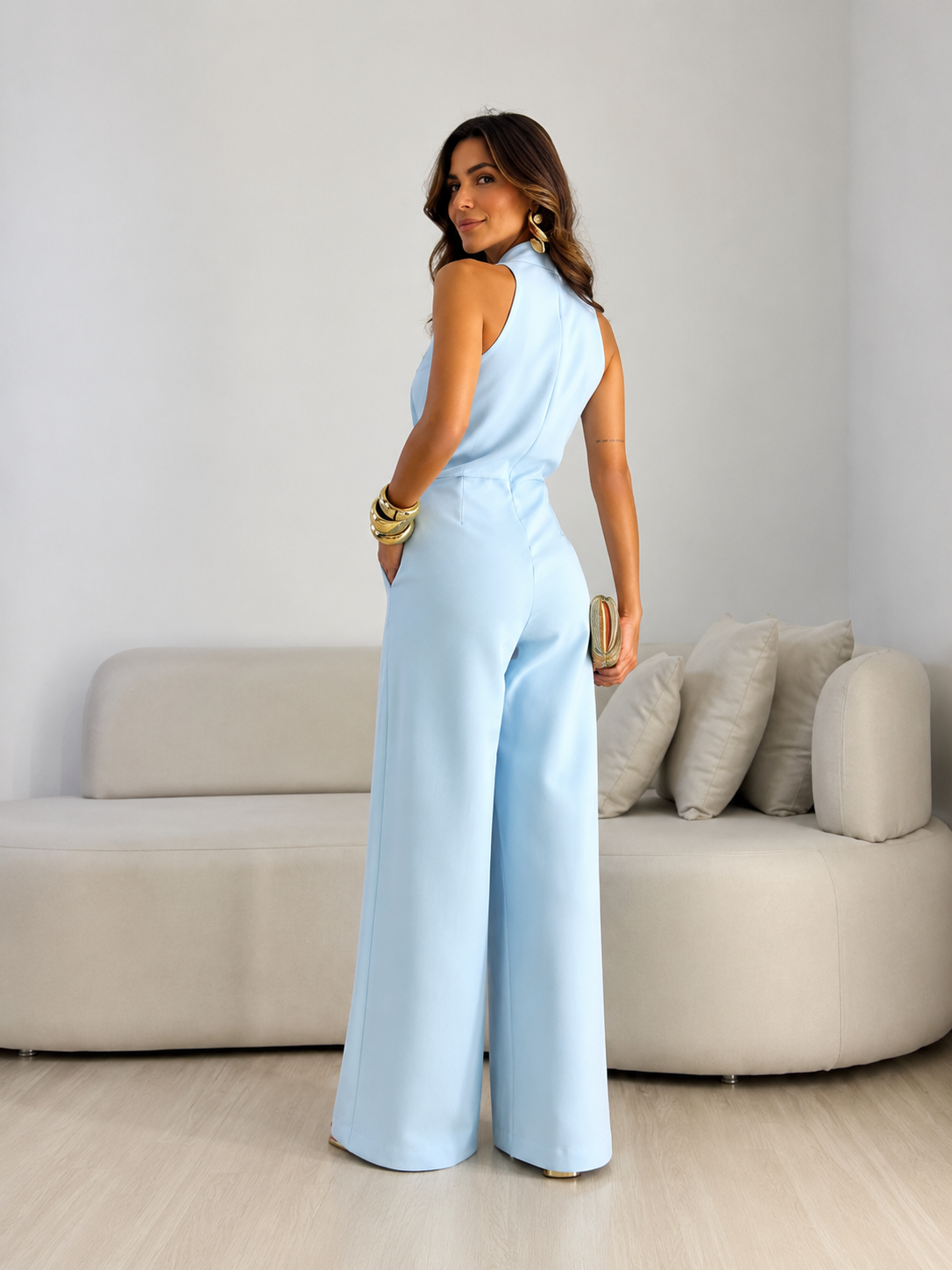Julia | Mono Halter con Lazo y Pierna Ancha Mujer