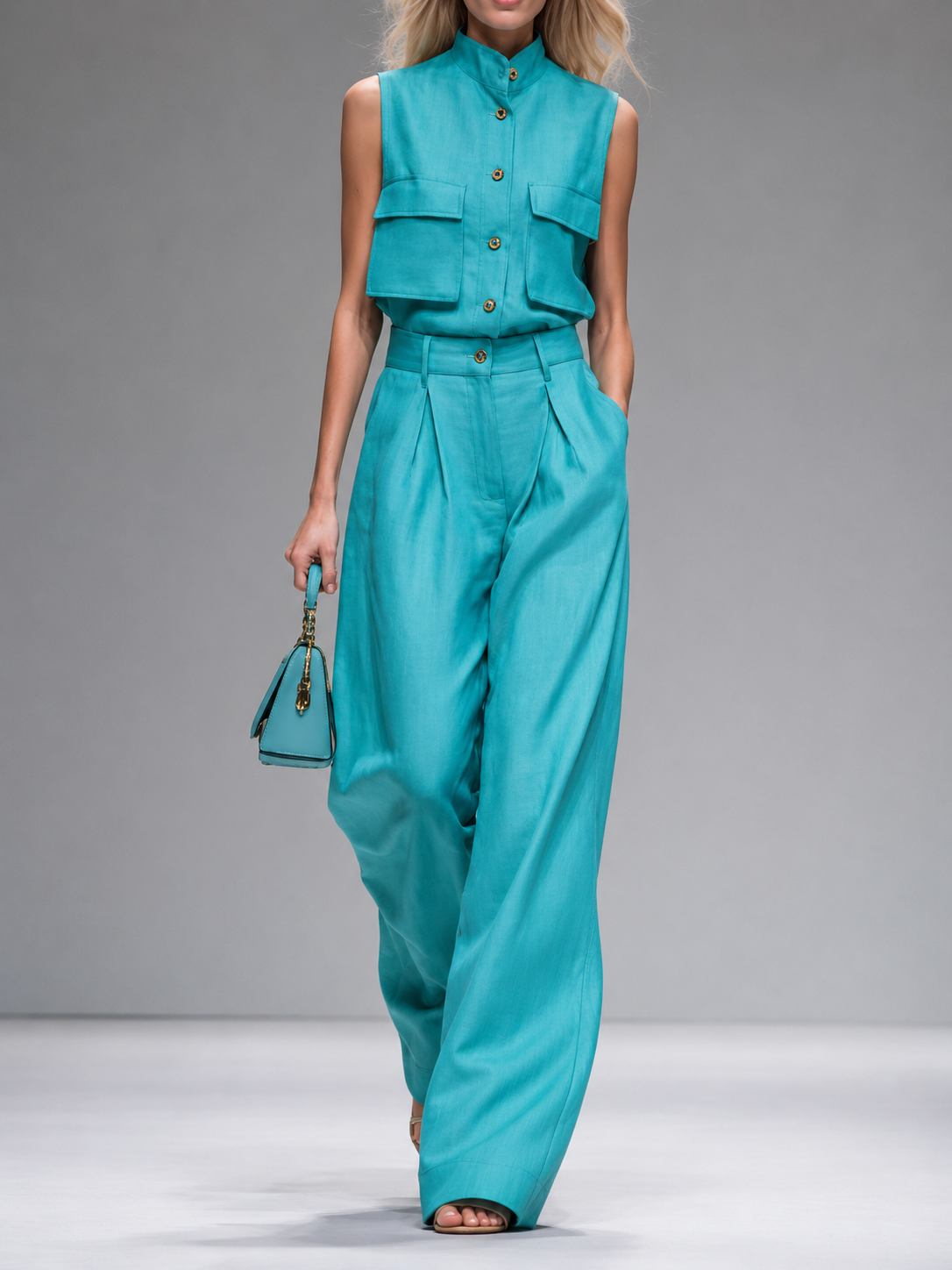 Emma | Conjunto Camisa Crop y Pantalón Wide Leg Mujer