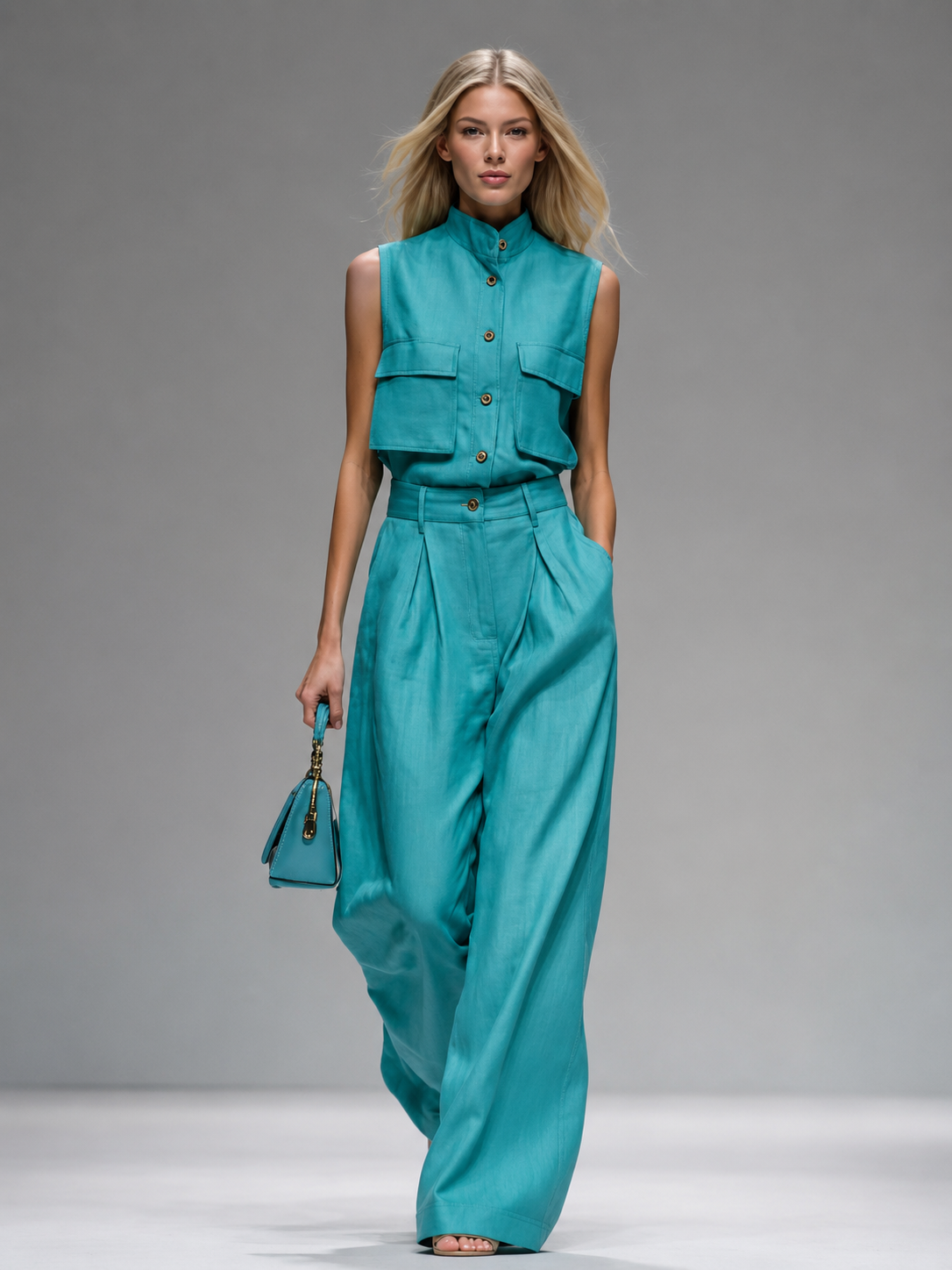 Emma | Conjunto Camisa Crop y Pantalón Wide Leg Mujer