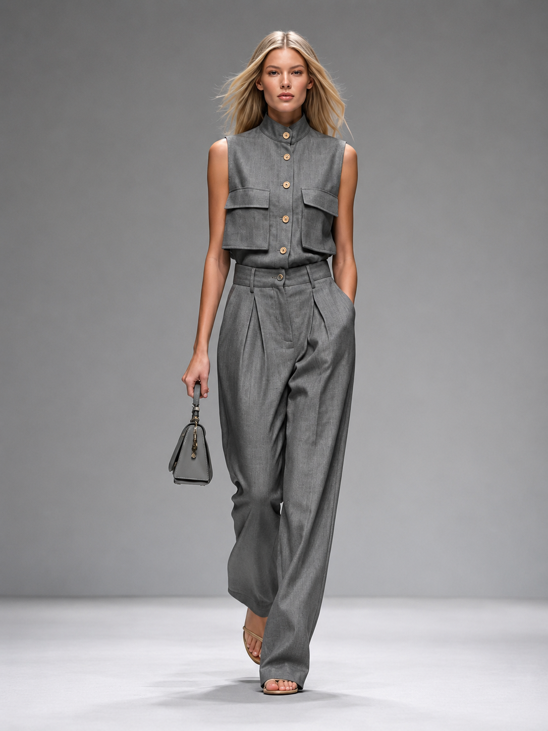 Emma | Conjunto Camisa Crop y Pantalón Wide Leg Mujer
