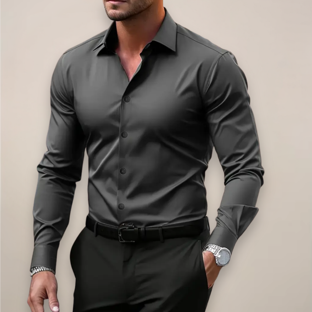 Clásico Formal | Camisa Vestir Hombre Manga Larga Botones Cuello Clásico
