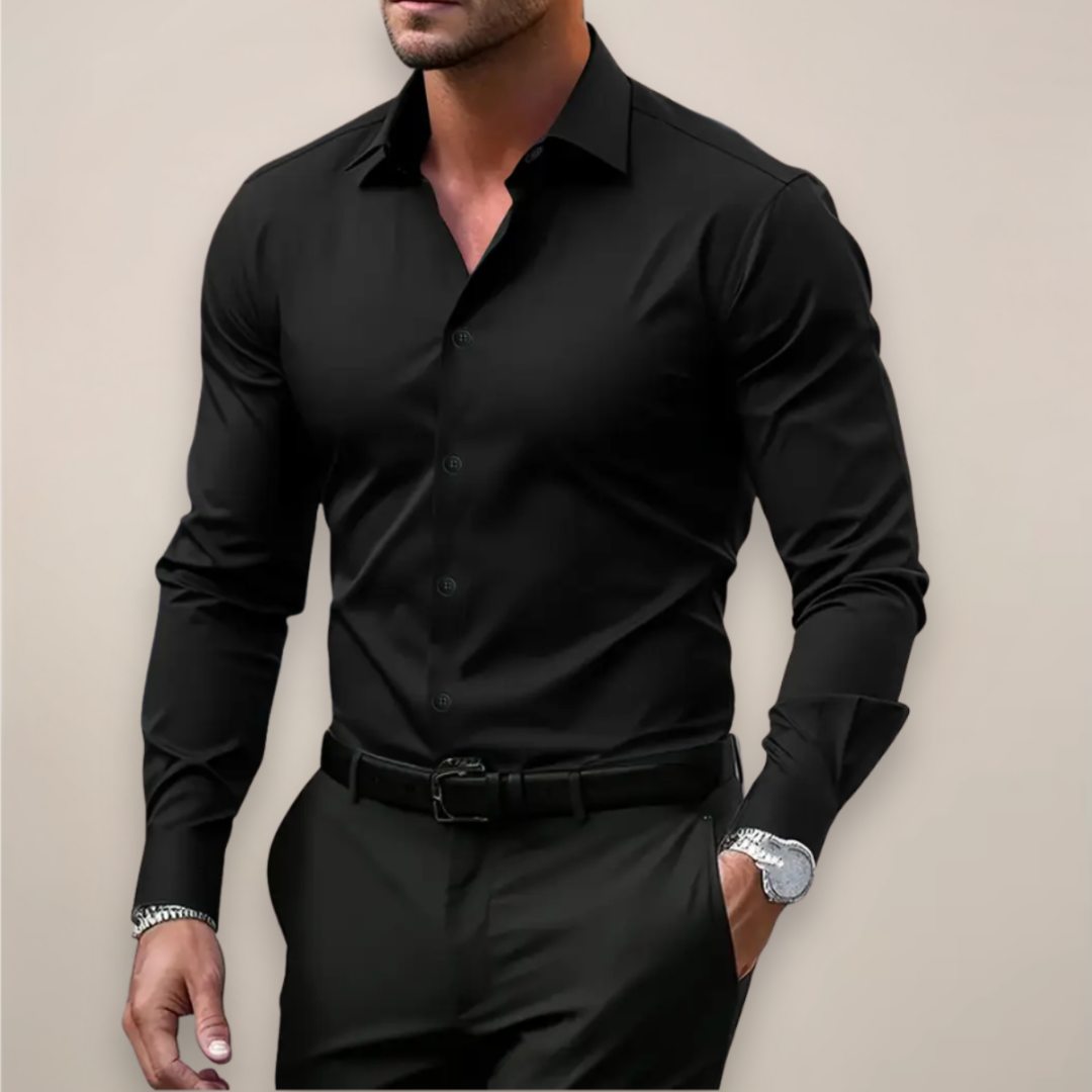 Clásico Formal | Camisa Vestir Hombre Manga Larga Botones Cuello Clásico