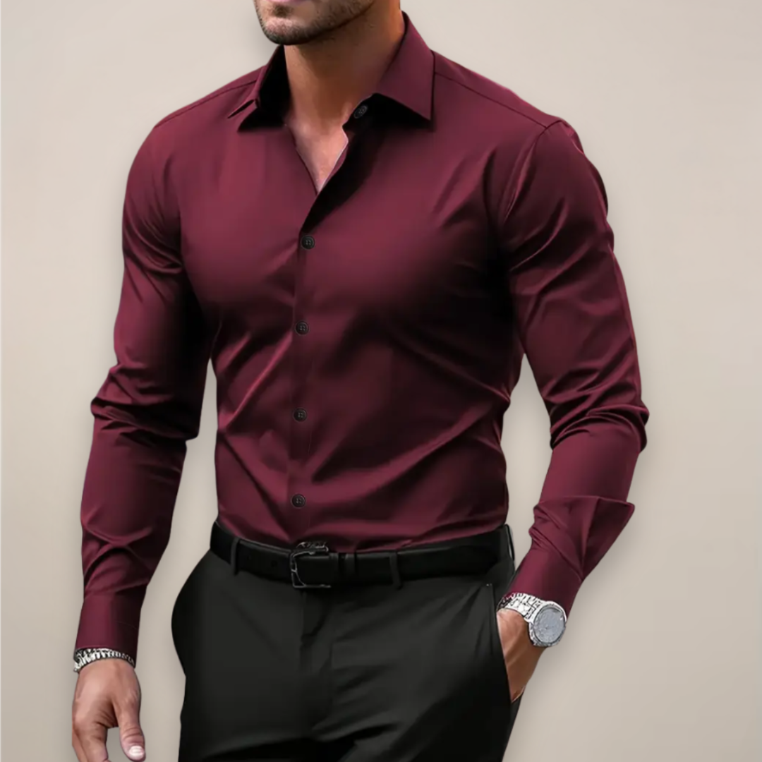 Clásico Formal | Camisa Vestir Hombre Manga Larga Botones Cuello Clásico