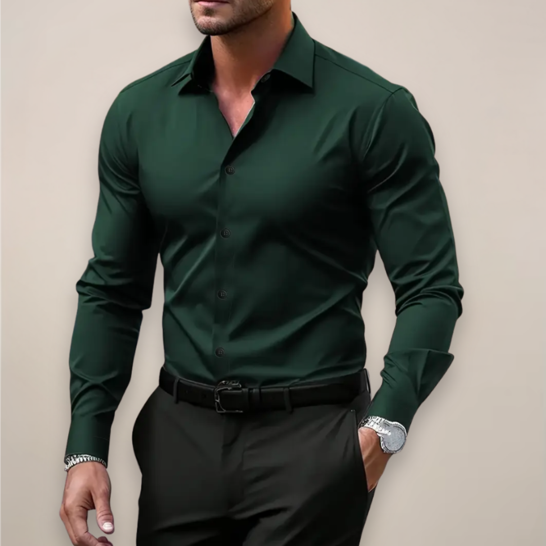 Clásico Formal | Camisa Vestir Hombre Manga Larga Botones Cuello Clásico
