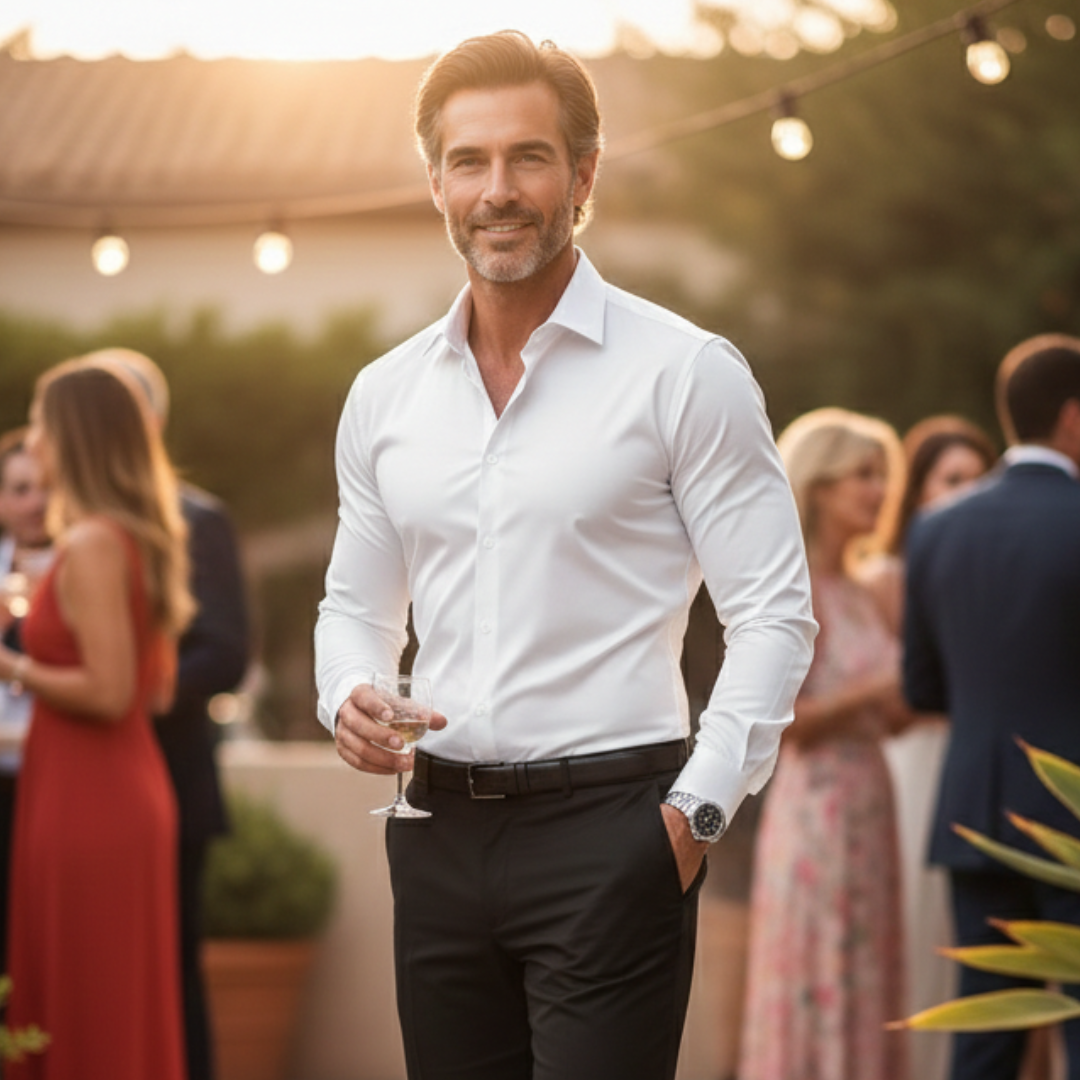 Clásico Formal | Camisa Vestir Hombre Manga Larga Botones Cuello Clásico