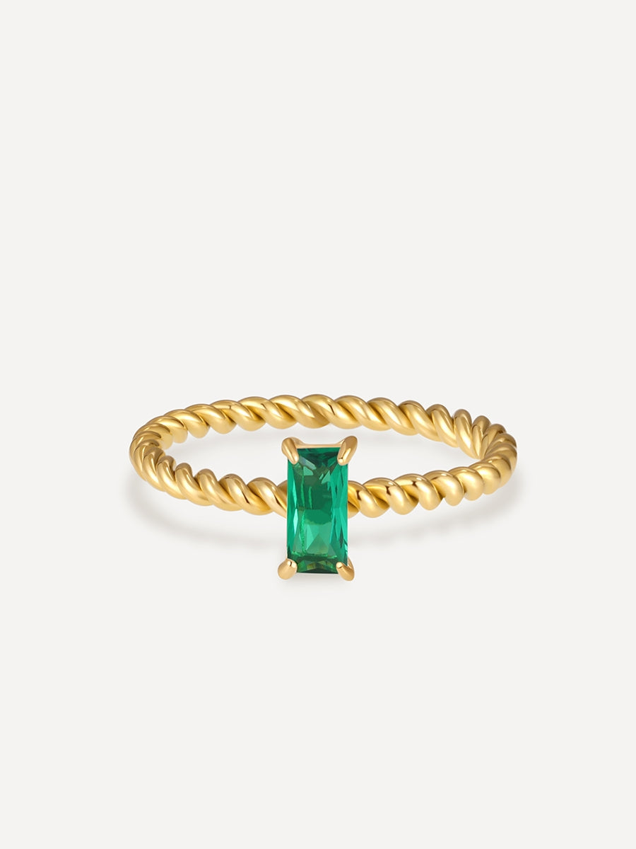 Anillo Espiral con Piedra Verde