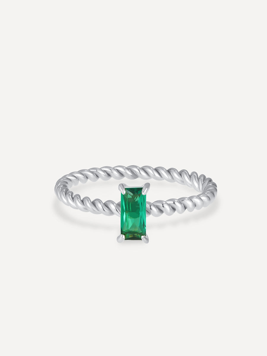 Anillo Espiral con Piedra Verde