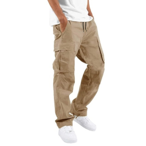 Cargo Pants Hombre Corte Recto con Bolsillos Laterales