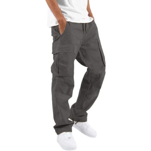 Cargo Pants Hombre Corte Recto con Bolsillos Laterales