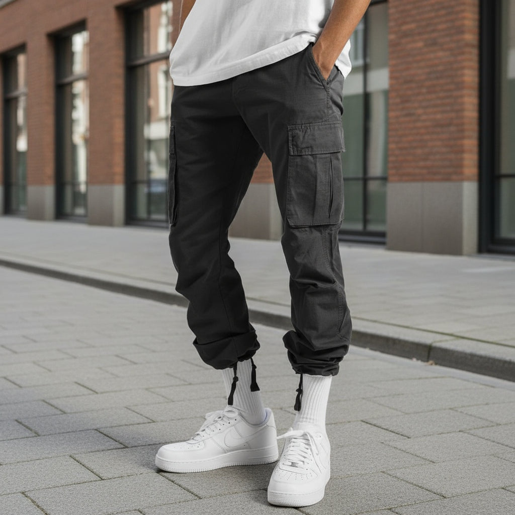 Cargo Pants Hombre Corte Recto con Bolsillos Laterales