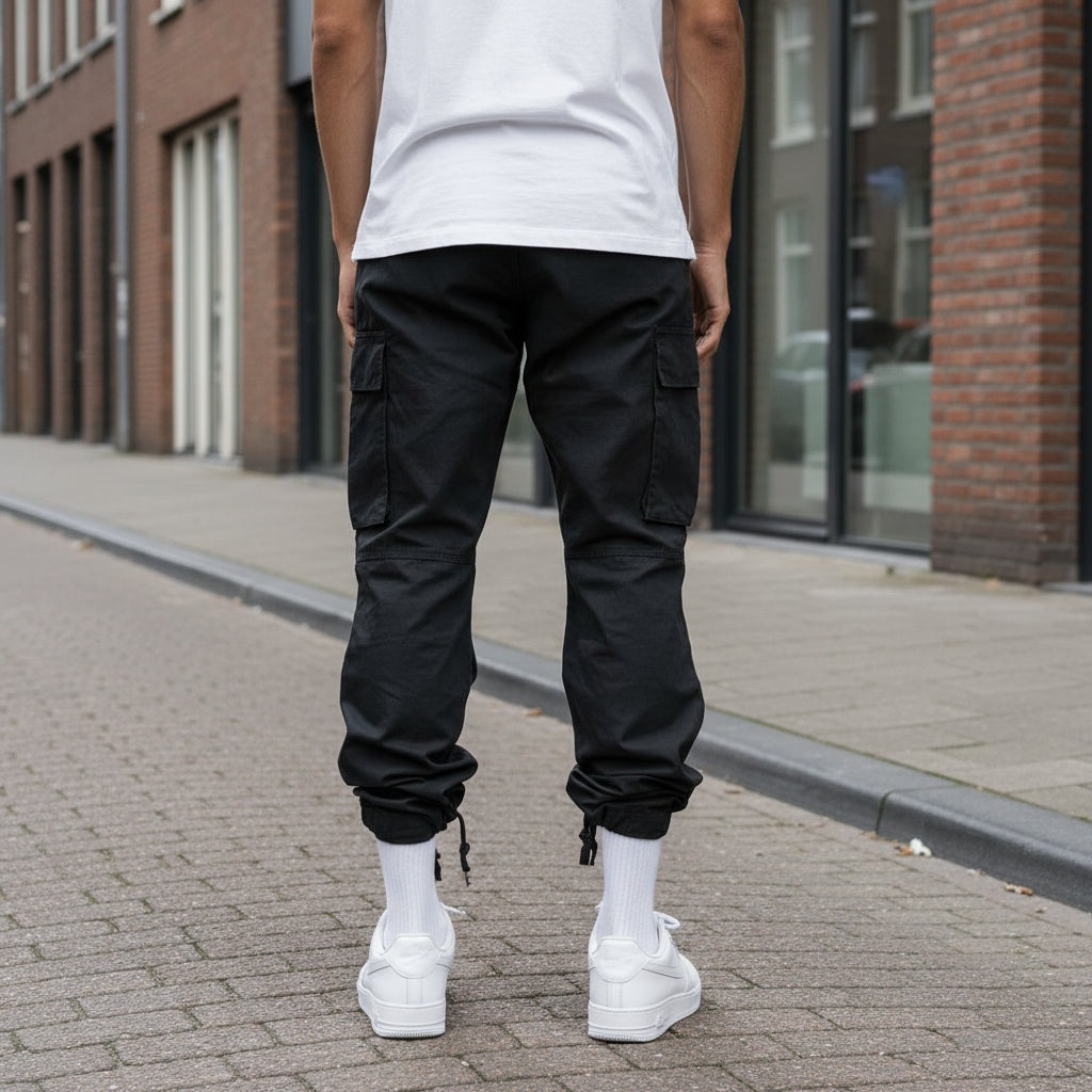 Cargo Pants Hombre Corte Recto con Bolsillos Laterales