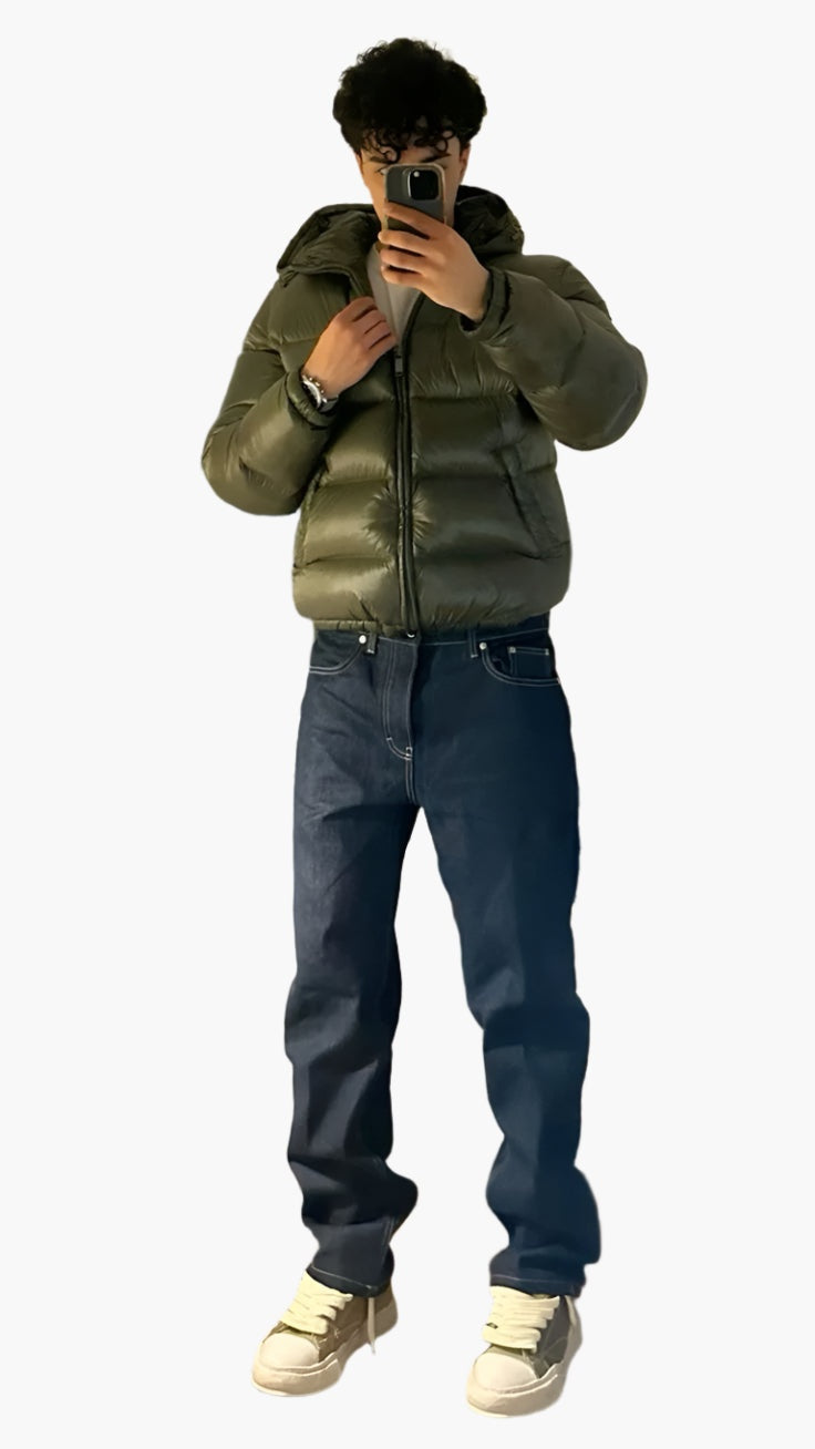 Chaqueta de Plumas Acolchada con Capucha para Hombre
