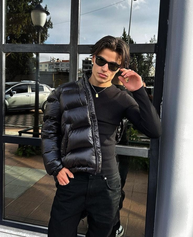 Chaqueta de Plumas Acolchada con Capucha para Hombre