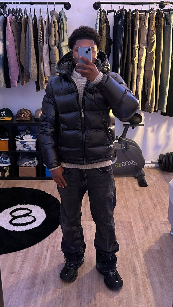 Chaqueta de Plumas Acolchada con Capucha para Hombre