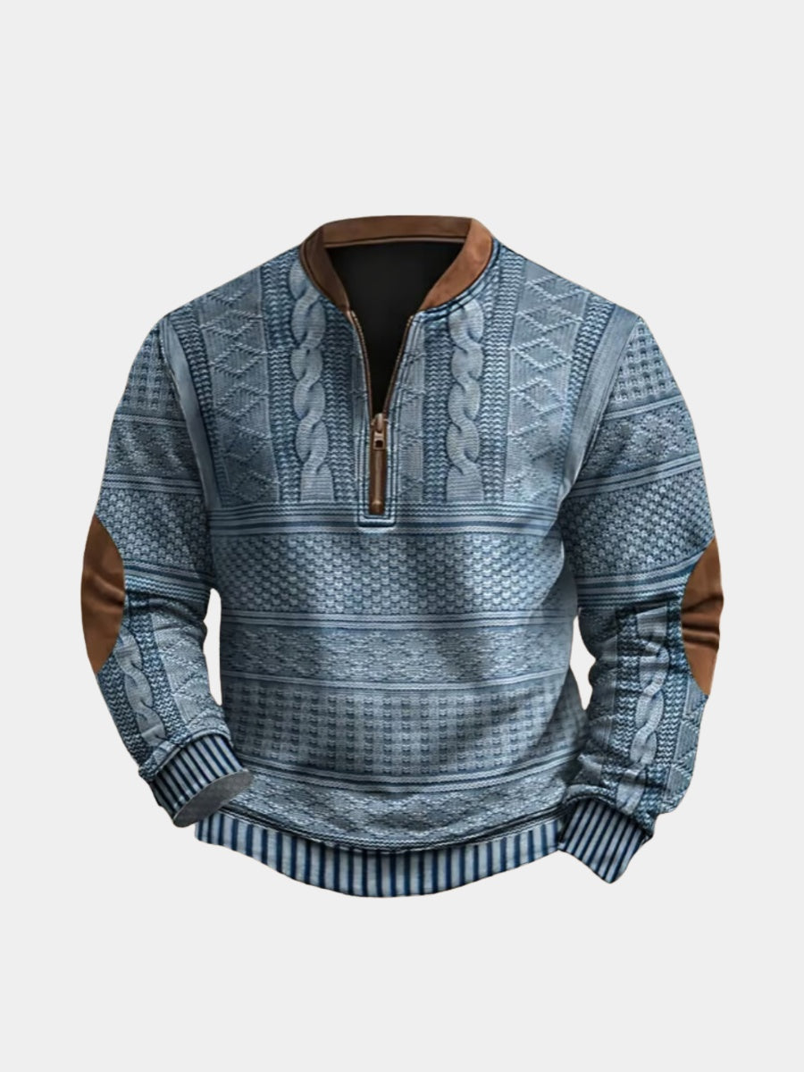 Sudadera con Cremallera Estampada Manga Larga Cuello Mao para Hombre