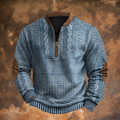 Sudadera con Cremallera Estampada Manga Larga Cuello Mao para Hombre