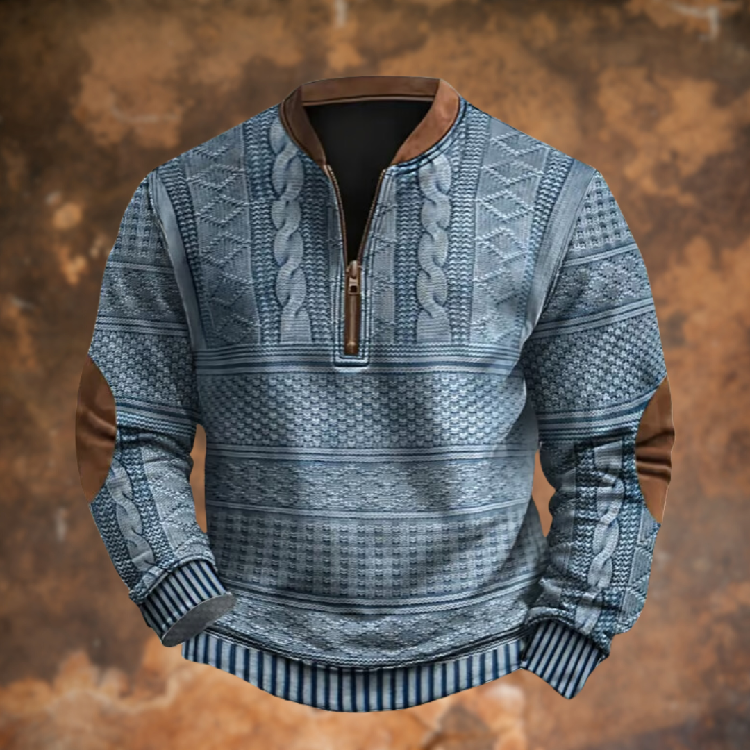 Sudadera con Cremallera Estampada Manga Larga Cuello Mao para Hombre