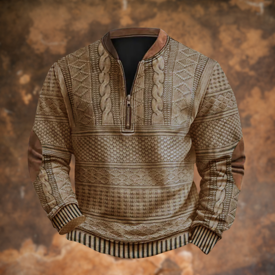 Sudadera con Cremallera Estampada Manga Larga Cuello Mao para Hombre