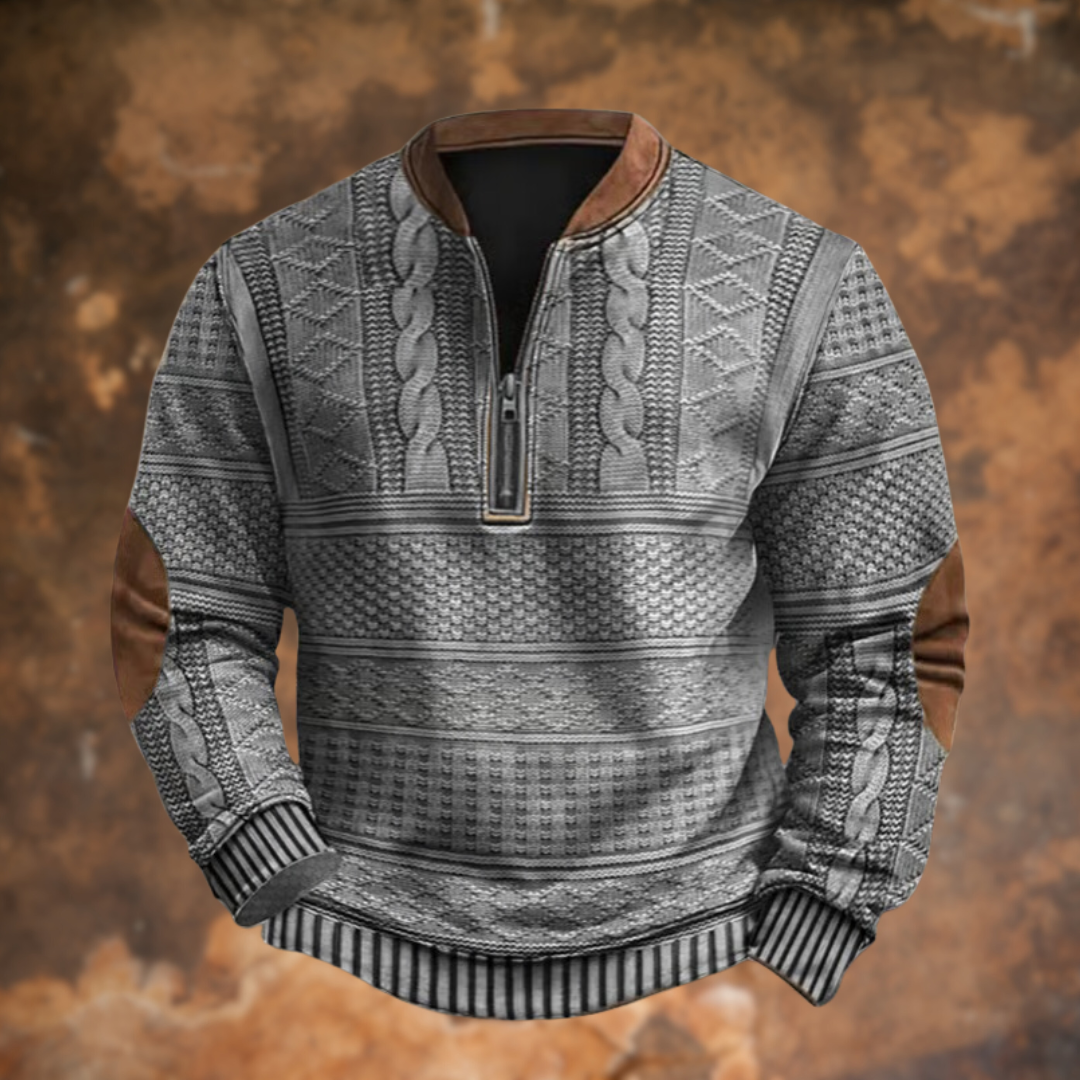 Sudadera con Cremallera Estampada Manga Larga Cuello Mao para Hombre
