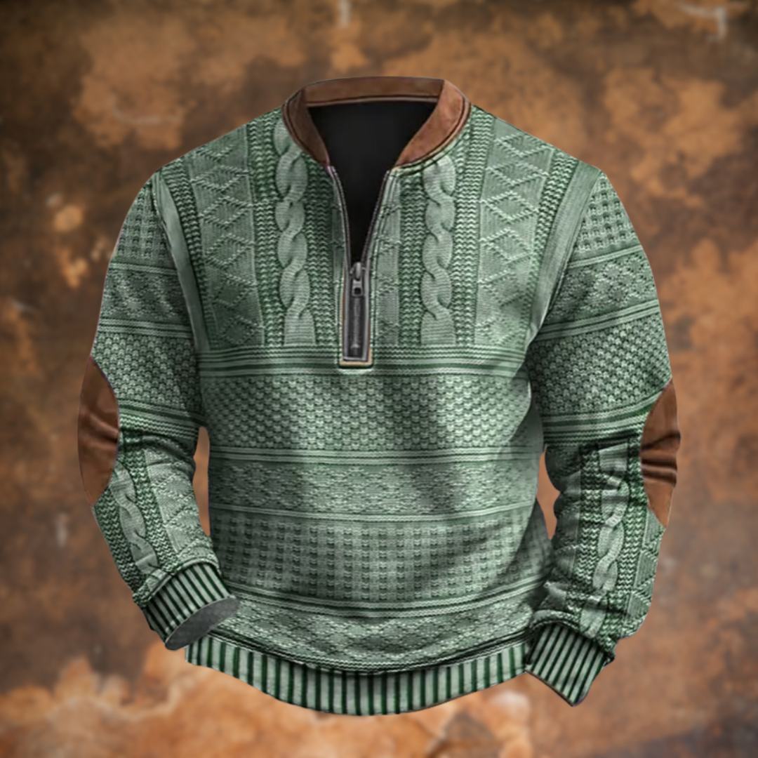 Sudadera con Cremallera Estampada Manga Larga Cuello Mao para Hombre