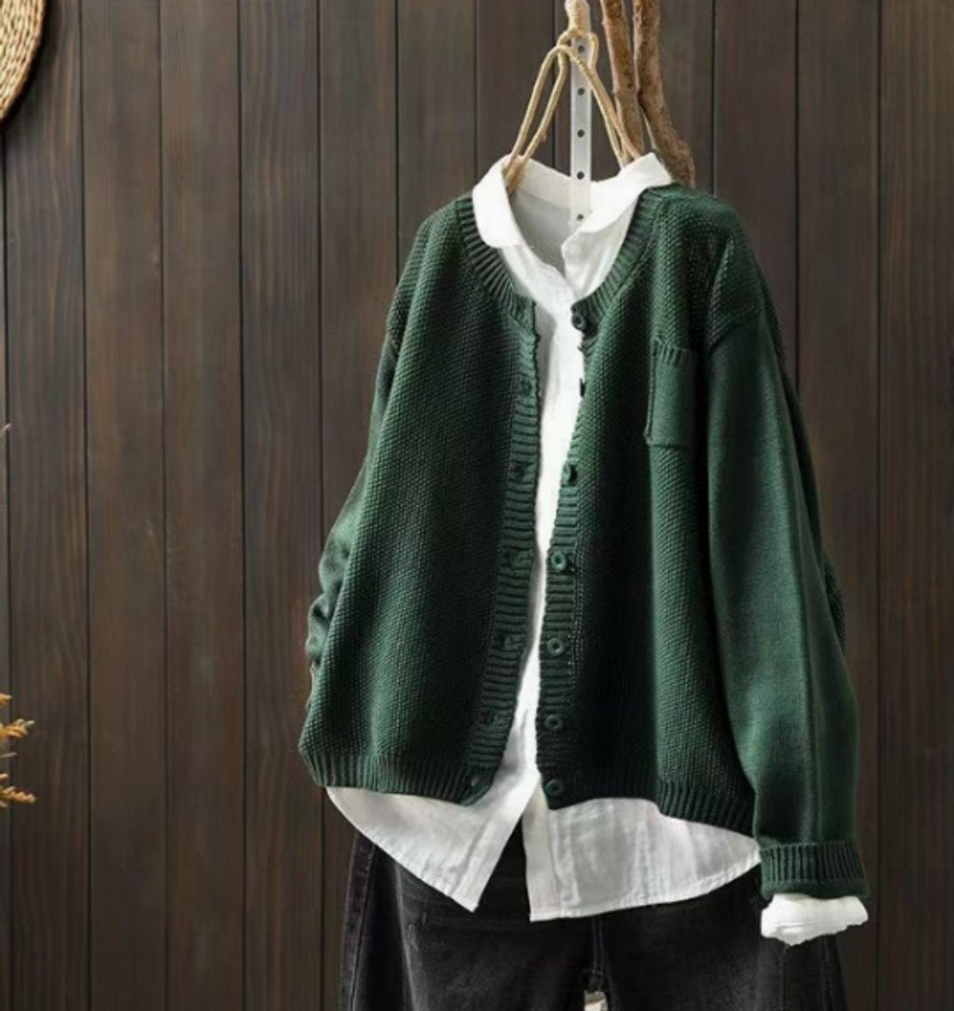 Mireia | Cárdigan de Punto Oversize Mujer Botones Bolsillo