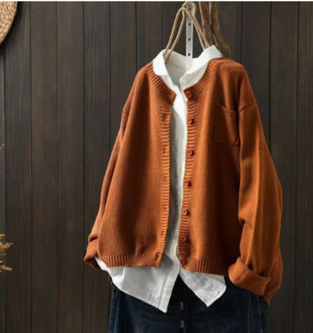 Mireia | Cárdigan de Punto Oversize Mujer Botones Bolsillo