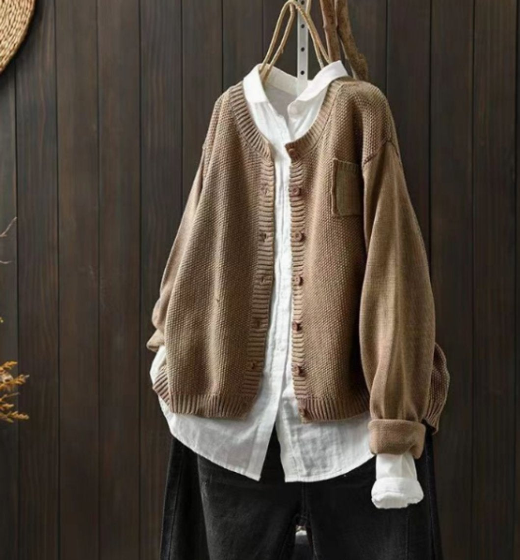Mireia | Cárdigan de Punto Oversize Mujer Botones Bolsillo