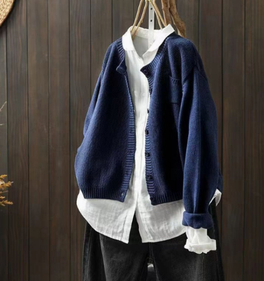 Mireia | Cárdigan de Punto Oversize Mujer Botones Bolsillo