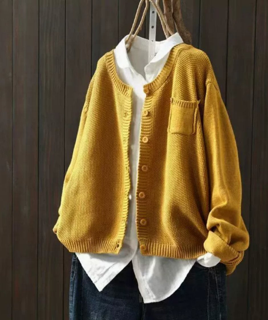 Mireia | Cárdigan de Punto Oversize Mujer Botones Bolsillo