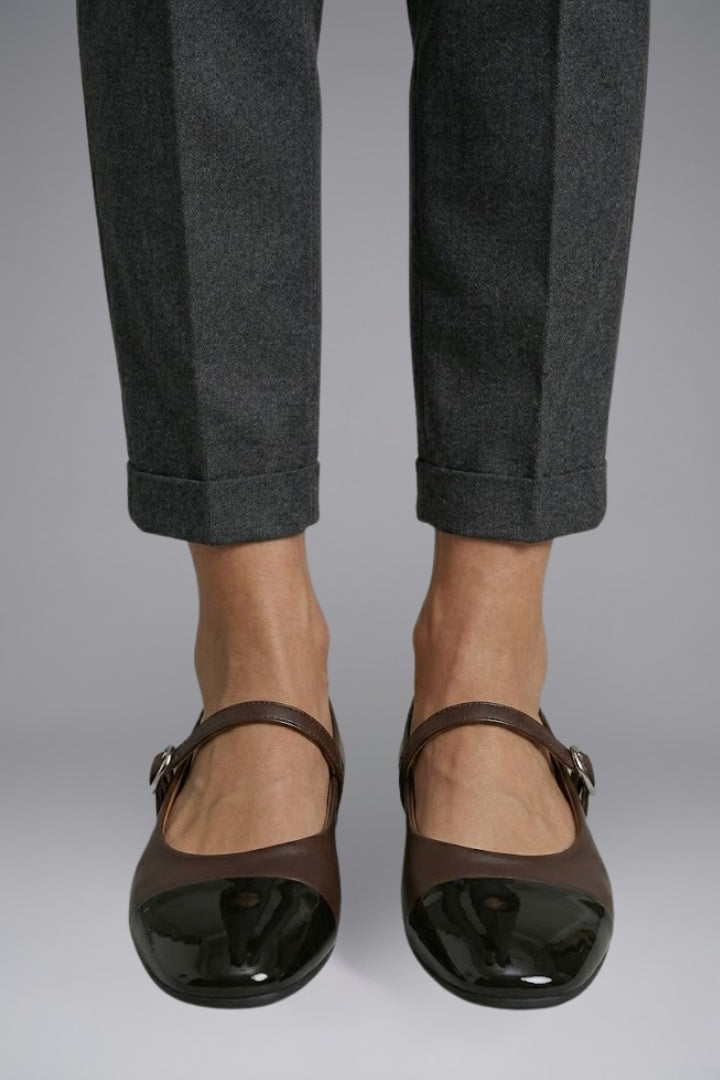 Zapatos Mary Jane de Cuero Planos con Hebilla para Mujer