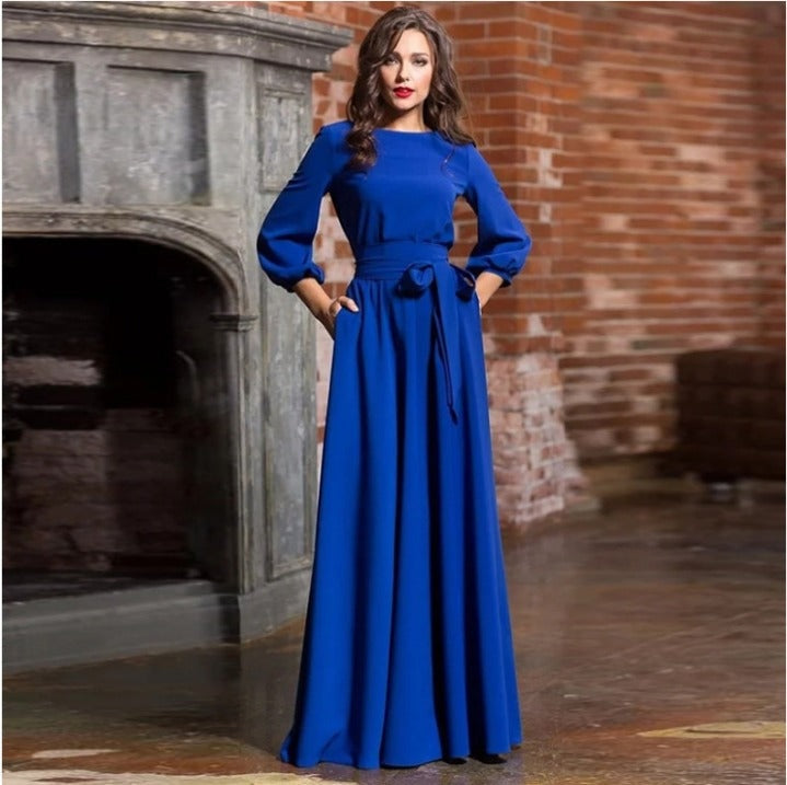 Vestido de Novia Largo Minimalista con Cinturón