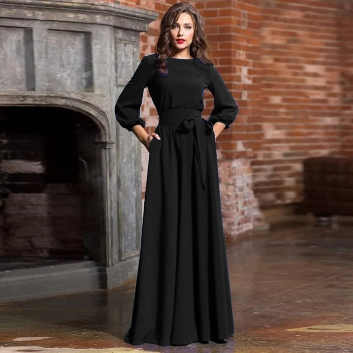 Vestido de Novia Largo Minimalista con Cinturón