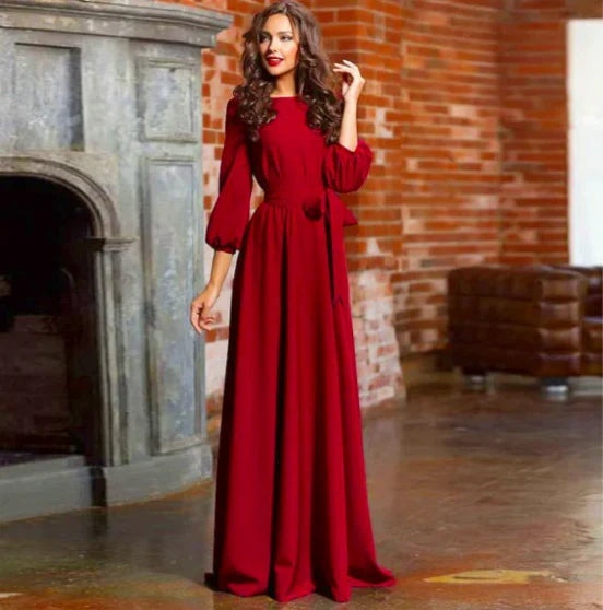Vestido de Novia Largo Minimalista con Cinturón
