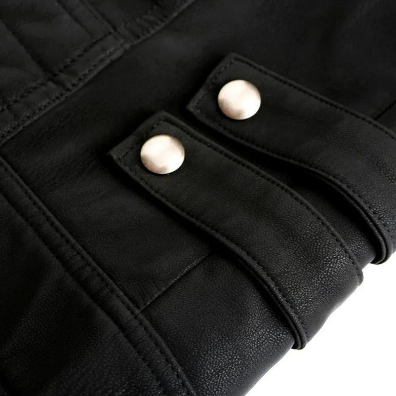 Chaqueta de Moto de Polipiel con Forro Interior para Hombre