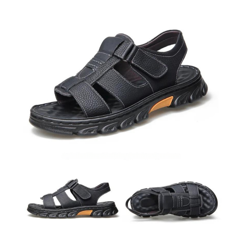 Aitor | Sandalias de Cuero Romanas con Punta Abierta para Hombre