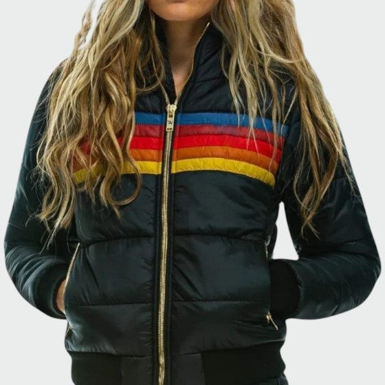 Chaqueta Acolchada Impermeable Estampado Multicolor para Mujer