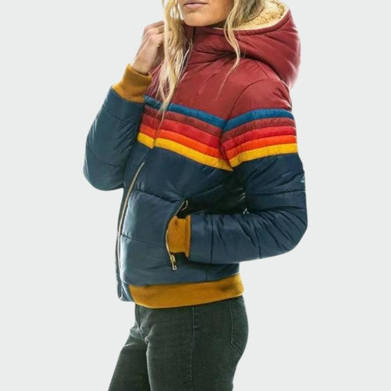 Chaqueta Acolchada Impermeable Estampado Multicolor para Mujer