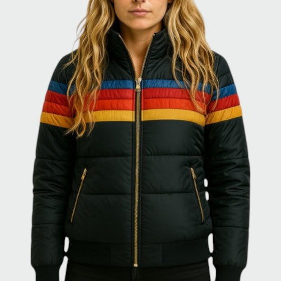 Chaqueta Acolchada Impermeable Estampado Multicolor para Mujer