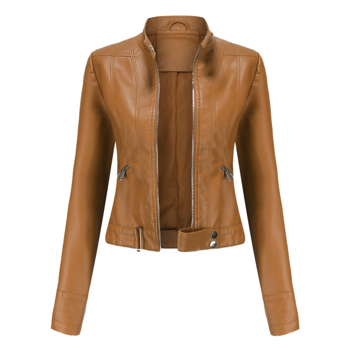 Chaqueta Motera de Polipiel Entallada para Mujer