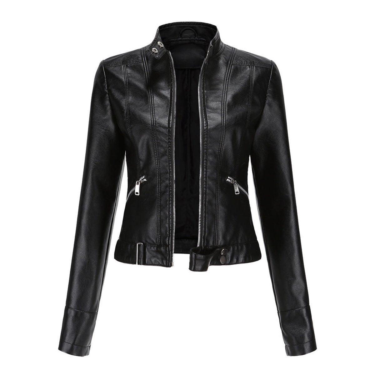 Chaqueta Motera de Polipiel Entallada para Mujer