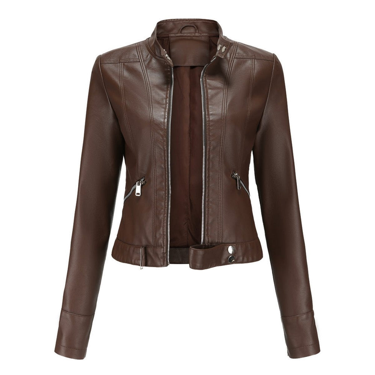 Chaqueta Motera de Polipiel Entallada para Mujer