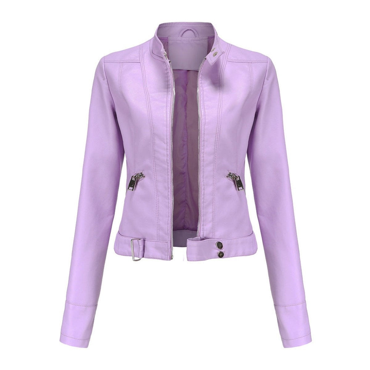 Chaqueta Motera de Polipiel Entallada para Mujer