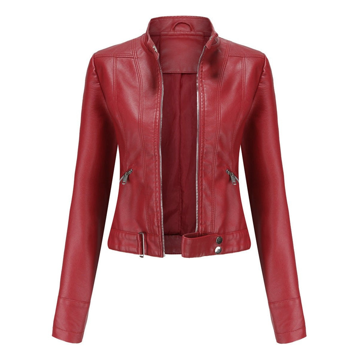 Chaqueta Motera de Polipiel Entallada para Mujer