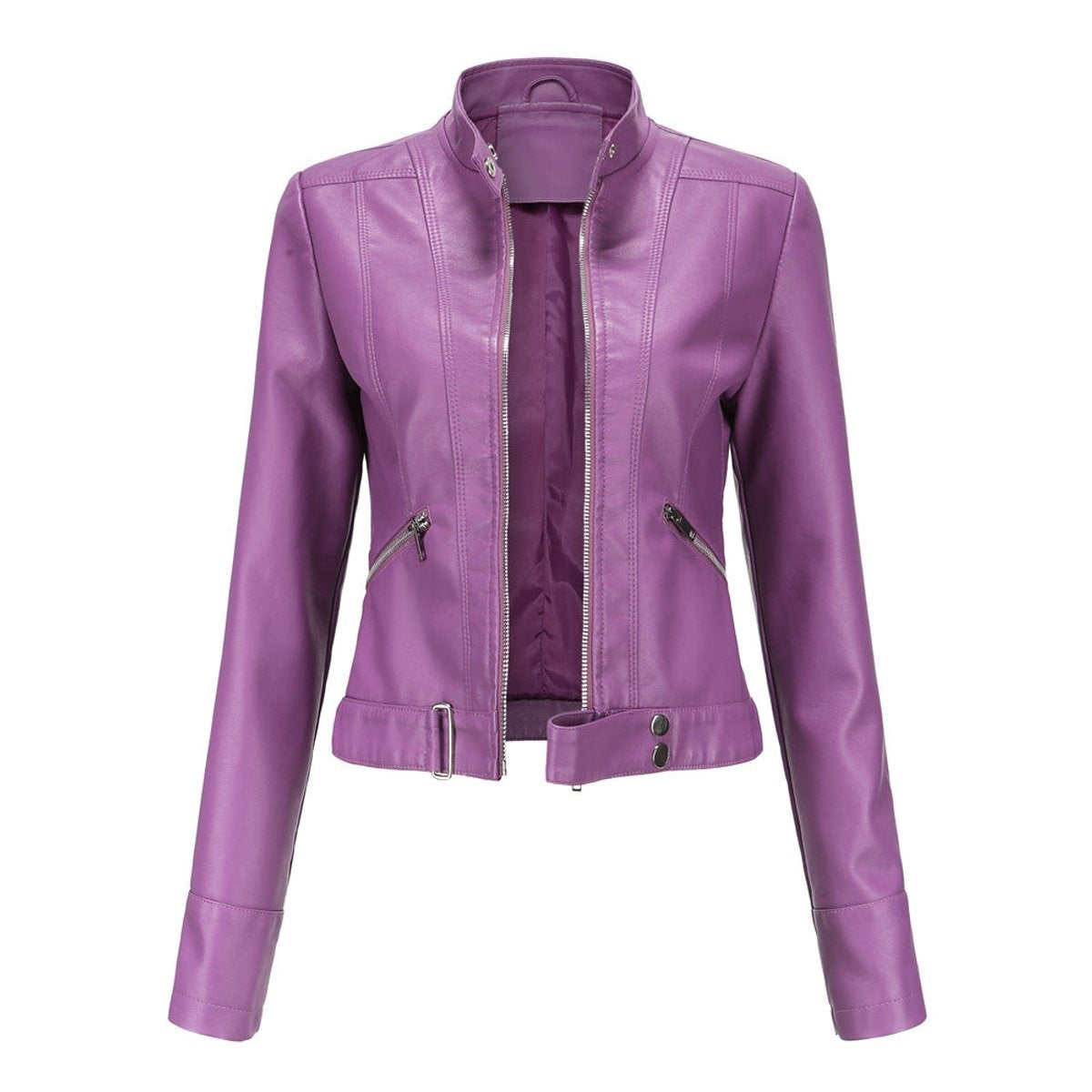 Chaqueta Motera de Polipiel Entallada para Mujer