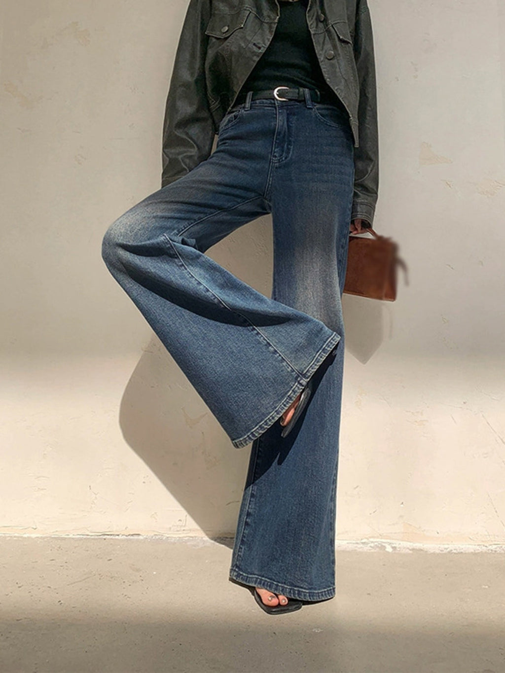 Alma Mujer Pantalones Vaqueros de Pierna Ancha Cintura Alta