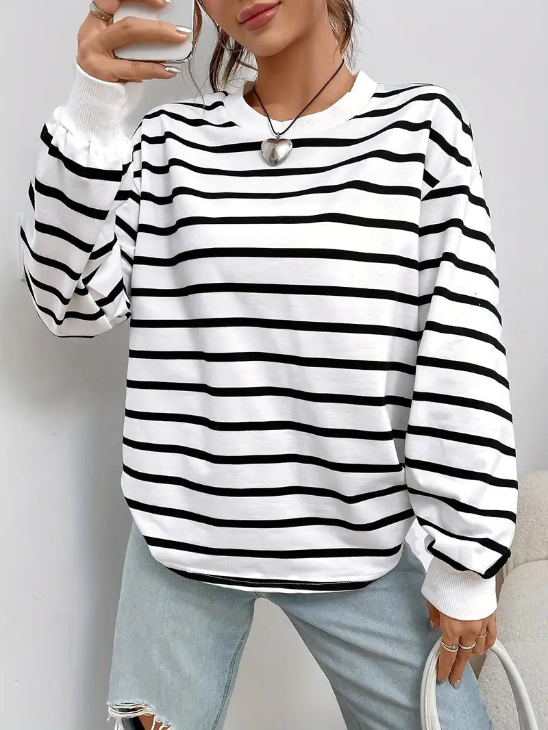 Raya Libre | Sudadera Oversize a Rayas Mujer Sin Capucha
