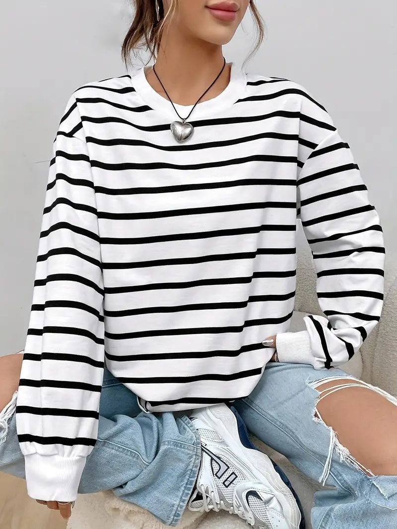 Raya Libre | Sudadera Oversize a Rayas Mujer Sin Capucha