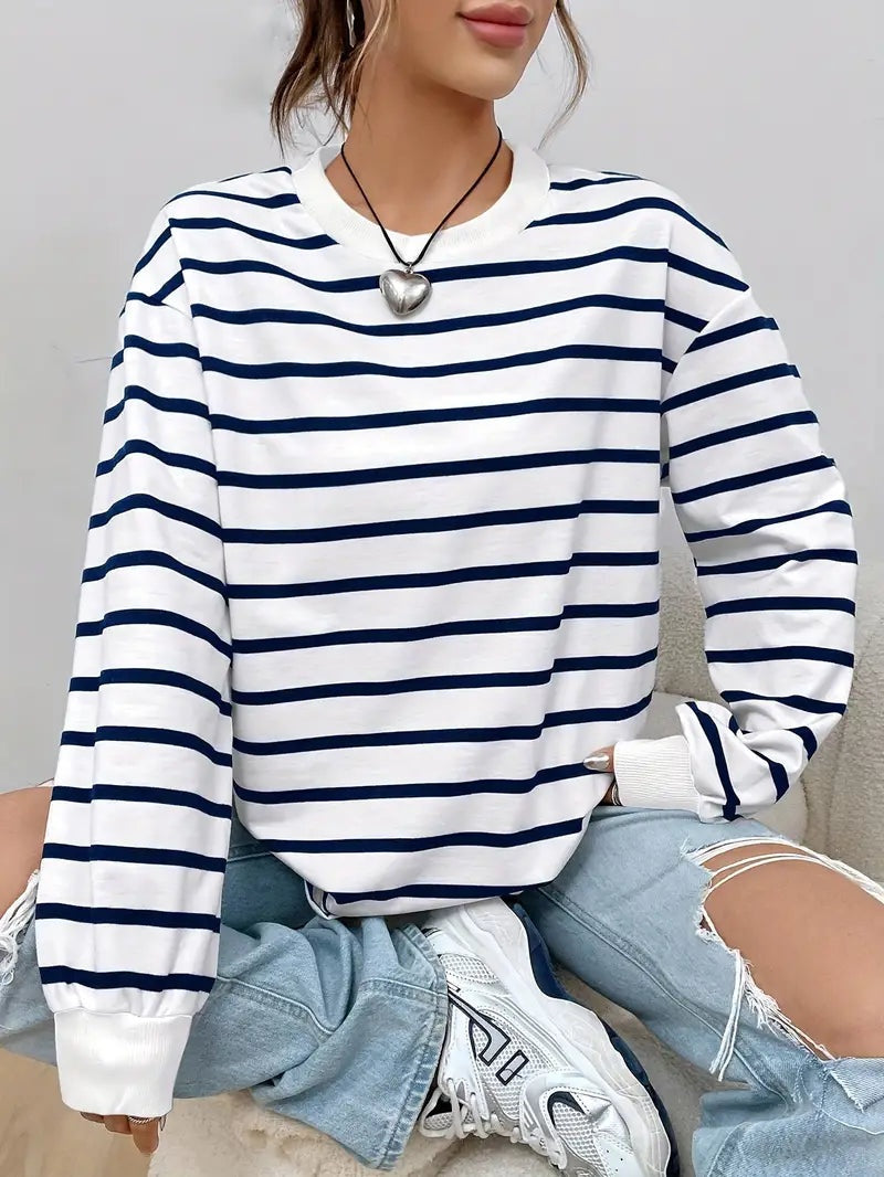 Raya Libre | Sudadera Oversize a Rayas Mujer Sin Capucha